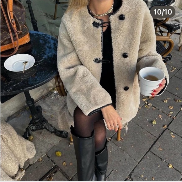 New w/o tag Viral MANGO Women's Appliques Faux-Fur Coat - Picture 3 of 15